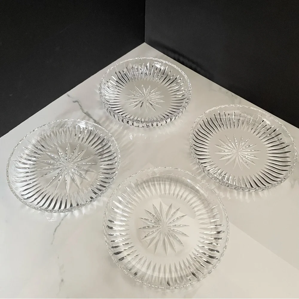 SET of 4 Crystal Party Plates - Kosta Boda